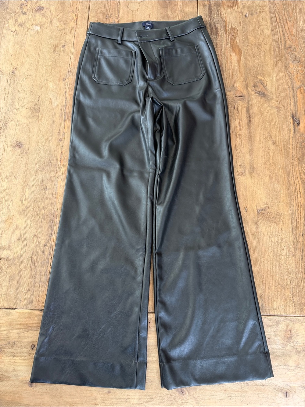 J. Crew Womens Faux Leather Wide-Leg Pants - Black